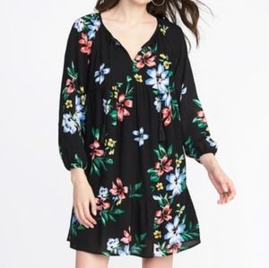 Old Navy
black floral tassel-tie swing dress
